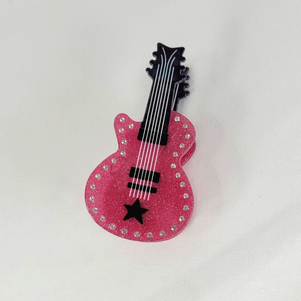 Piper K Pink Guitar Western Country Hair Clip Nashville Cowgirl Grunge Festival